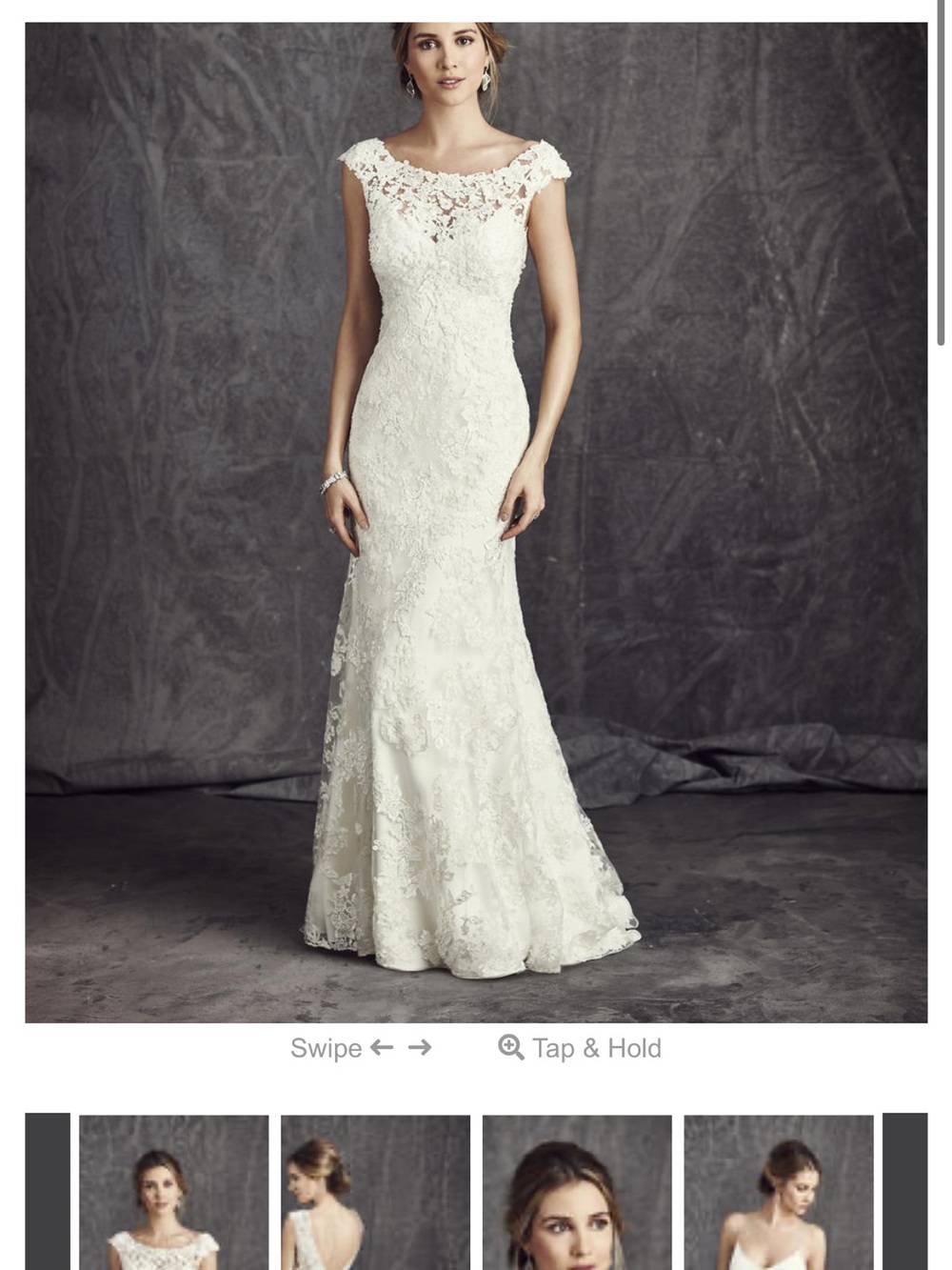 Private Label by G Ivory Lace Cap-Sleeve Bridal Gown trumpet with train
